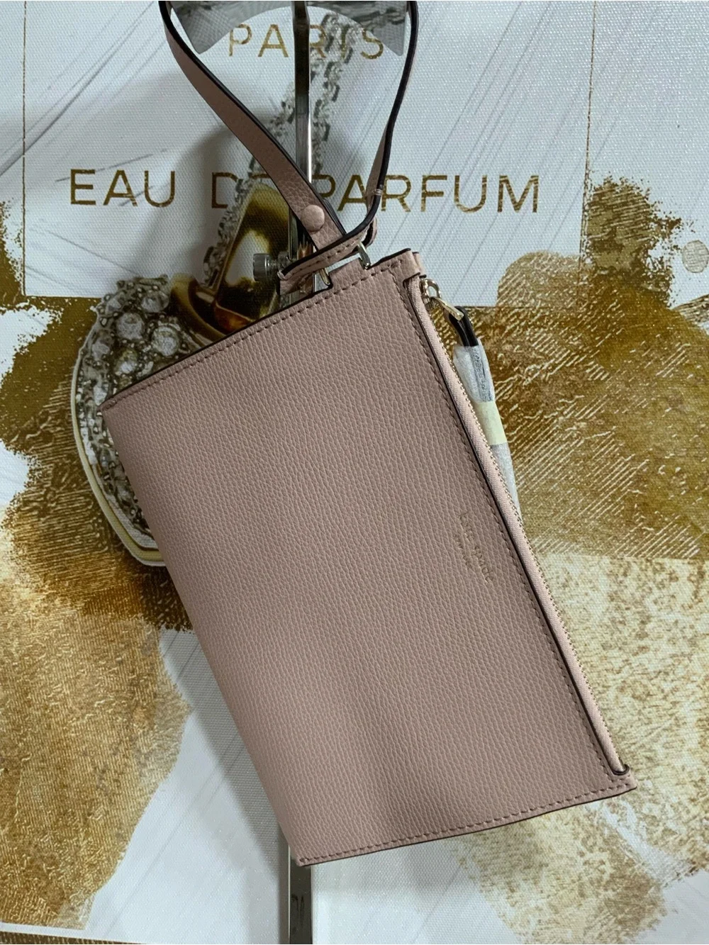 kate spade Pebbled Leather Wristlet in Dusty Rose